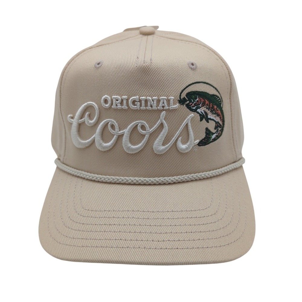 Original Coors Banquet Beer Rope Hat Tan Fishing Trout Snapback Hat Mad Engine
